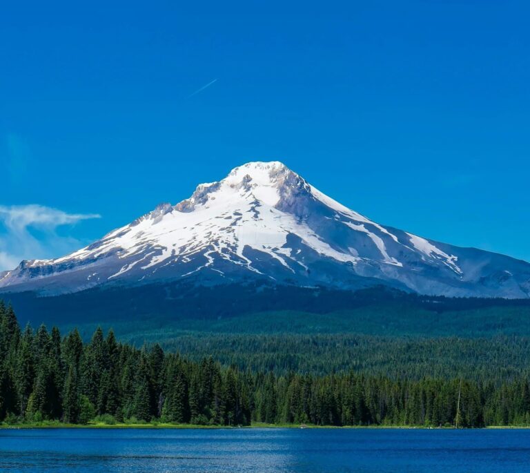 A tall, glacial mountain